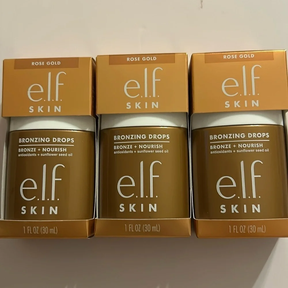 e.l.f. Cosmetics Bronzing Drops BRONZE 1 - ROSE GOLD (LOT OF 3) BRAND NEW